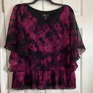 Elegant Black and Pink Women's Top